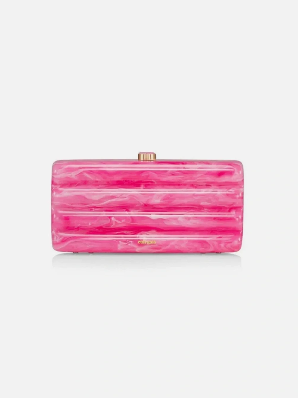 Cult Gaia Pink Marbled Acrylic Rectangular Clutch with Gold Accent - Picture 1 of 5
